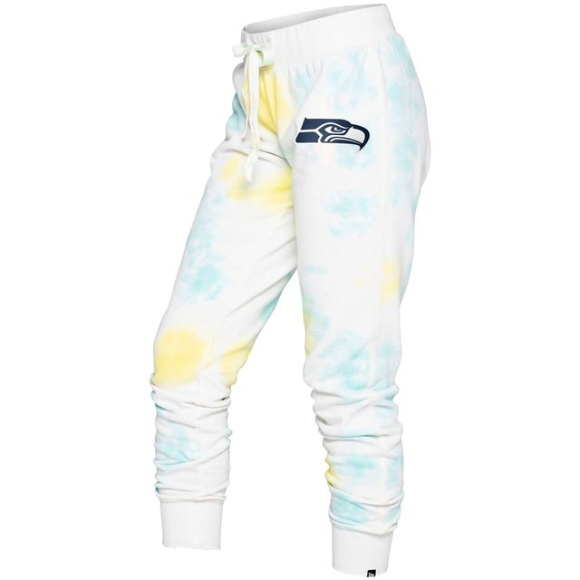 Pantalon de survêtement Seattle Seahawks Ice-Dye New Era pour femme, blanc/menthe
