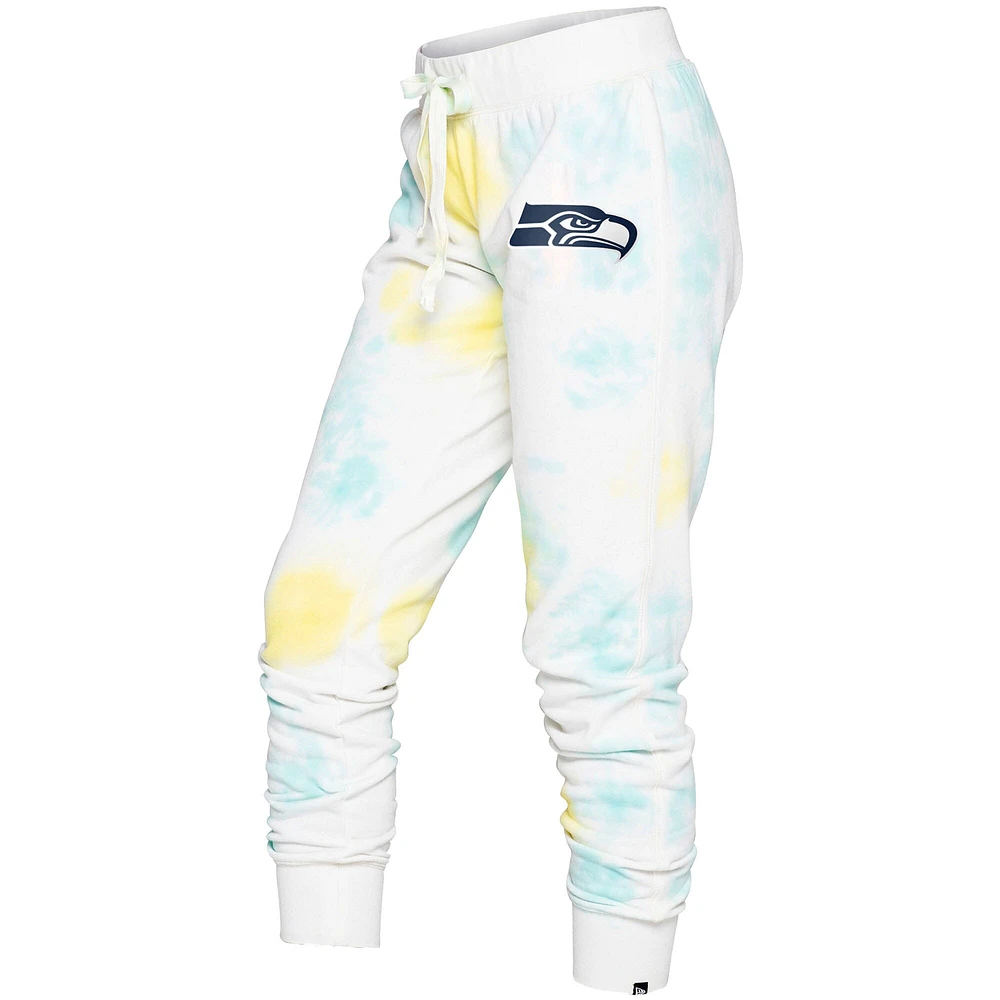 Women's New Era White/Mint Seattle Seahawks Ice-Dye Lounge Pants