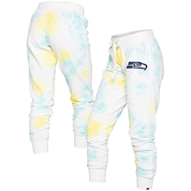 Pantalon de survêtement Seattle Seahawks Ice-Dye New Era pour femme, blanc/menthe