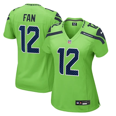 Maillot de match Nike 12s vert fluo pour femme des Seahawks Seattle