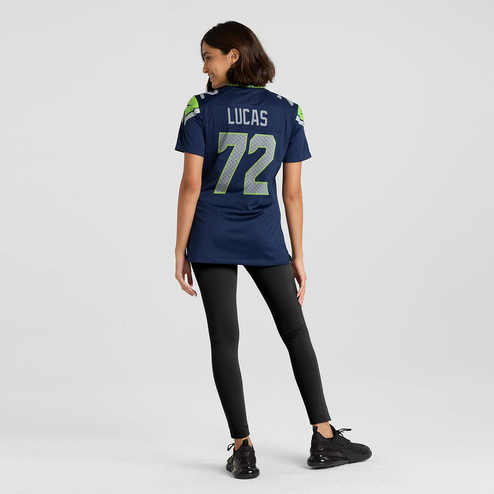 Maillot de match d'équipe Nike Abraham Lucas College Navy Seattle Seahawks pour femme