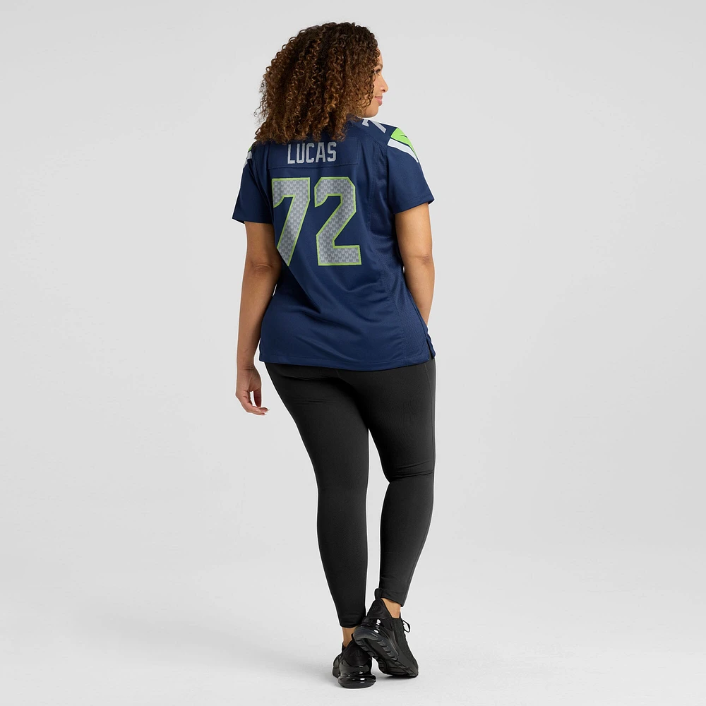 Maillot de match d'équipe Nike Abraham Lucas College Navy Seattle Seahawks pour femme