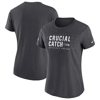 Women's Nike Anthracite Seattle Seahawks NFL Crucial Catch Performance T-Shirt