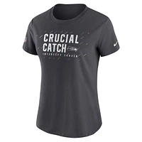 Women's Nike Anthracite Seattle Seahawks NFL Crucial Catch Performance T-Shirt