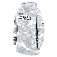 Women's Nike Arctic Camo Seattle Seahawks 2024 Salute To Service Club Fleece Oversized Pullover Hoodie