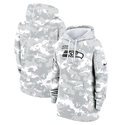 Women's Nike Arctic Camo Seattle Seahawks 2024 Salute To Service Club Fleece Oversized Pullover Hoodie