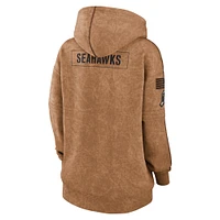 Women's Nike  Brown Seattle Seahawks 2023 Salute To Service Pullover Hoodie