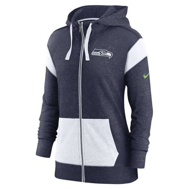 Women's New Era College Navy Seattle Seahawks Tie Dye Fleece Full-Zip Hoodie