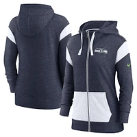 Sweat à capuche léger entièrement zippé Nike College Navy/White Seattle Seahawks Monaco pour femme