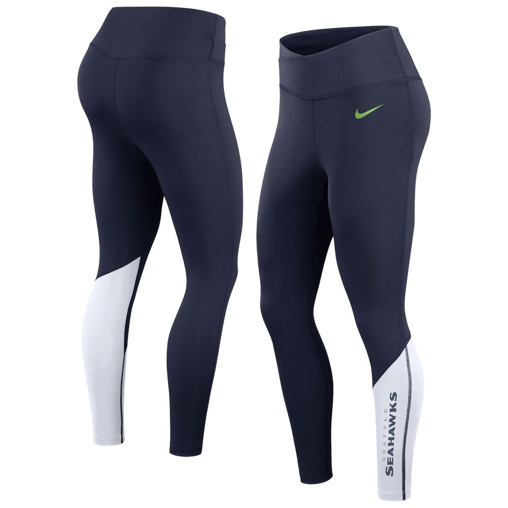 Women's Nike College Navy/White Seattle Seahawks Wordmark Performance - Leggings