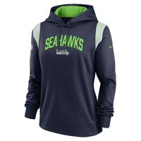 Women's Nike College Navy Seattle Seahawks Athletic Stack Performance - Pullover Hoodie