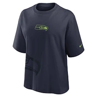 Women's Nike College Navy Seattle Seahawks Boxy T-Shirt