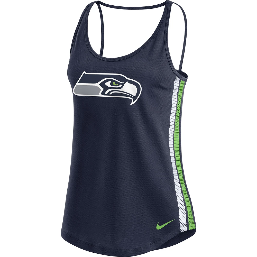 Débardeur pour femme Nike College Navy Seattle Seahawks Fashion Performance