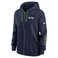 Women's Nike College Navy Seattle Seahawks Phoenix Full-Zip Hoodie