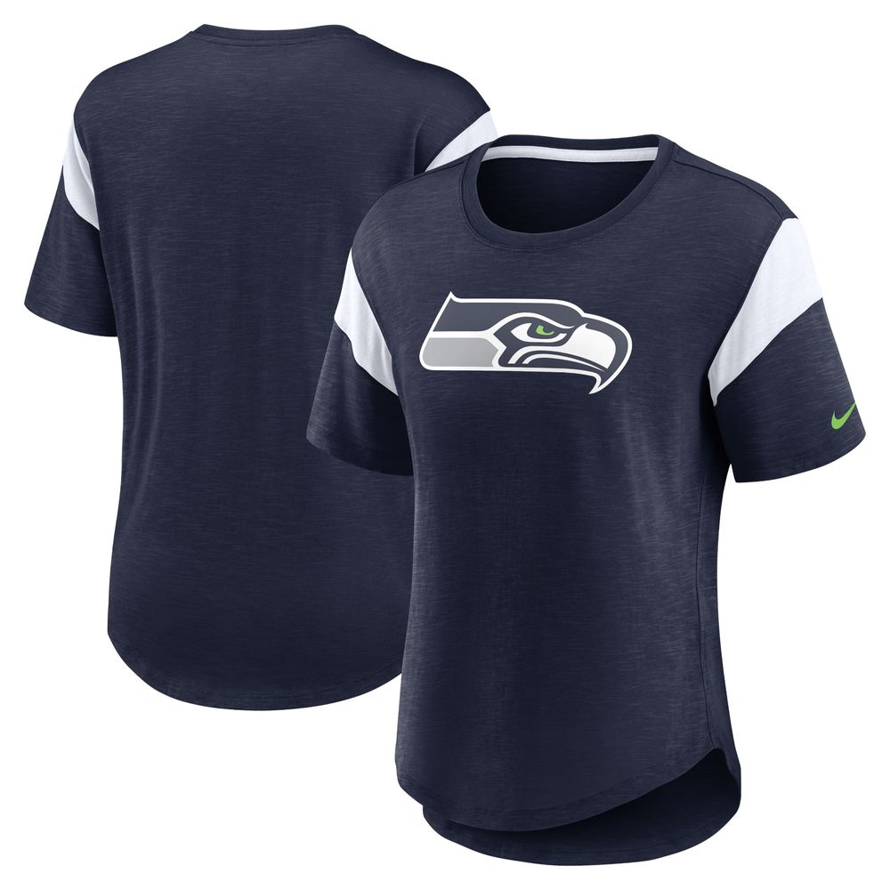 Women's Nike College Navy Seattle Seahawks Primary Logo Slub - Fashion Top