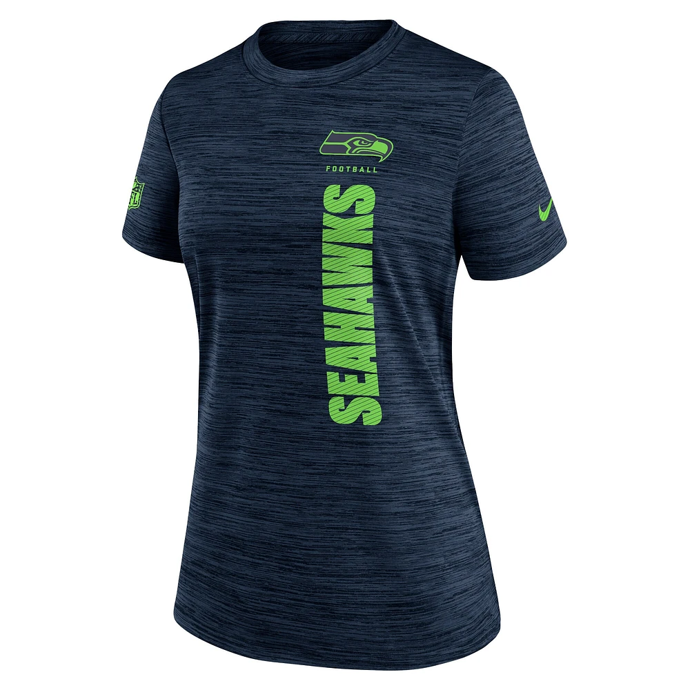 Women's Nike College Navy Seattle Seahawks Sideline Velocity Performance T-Shirt