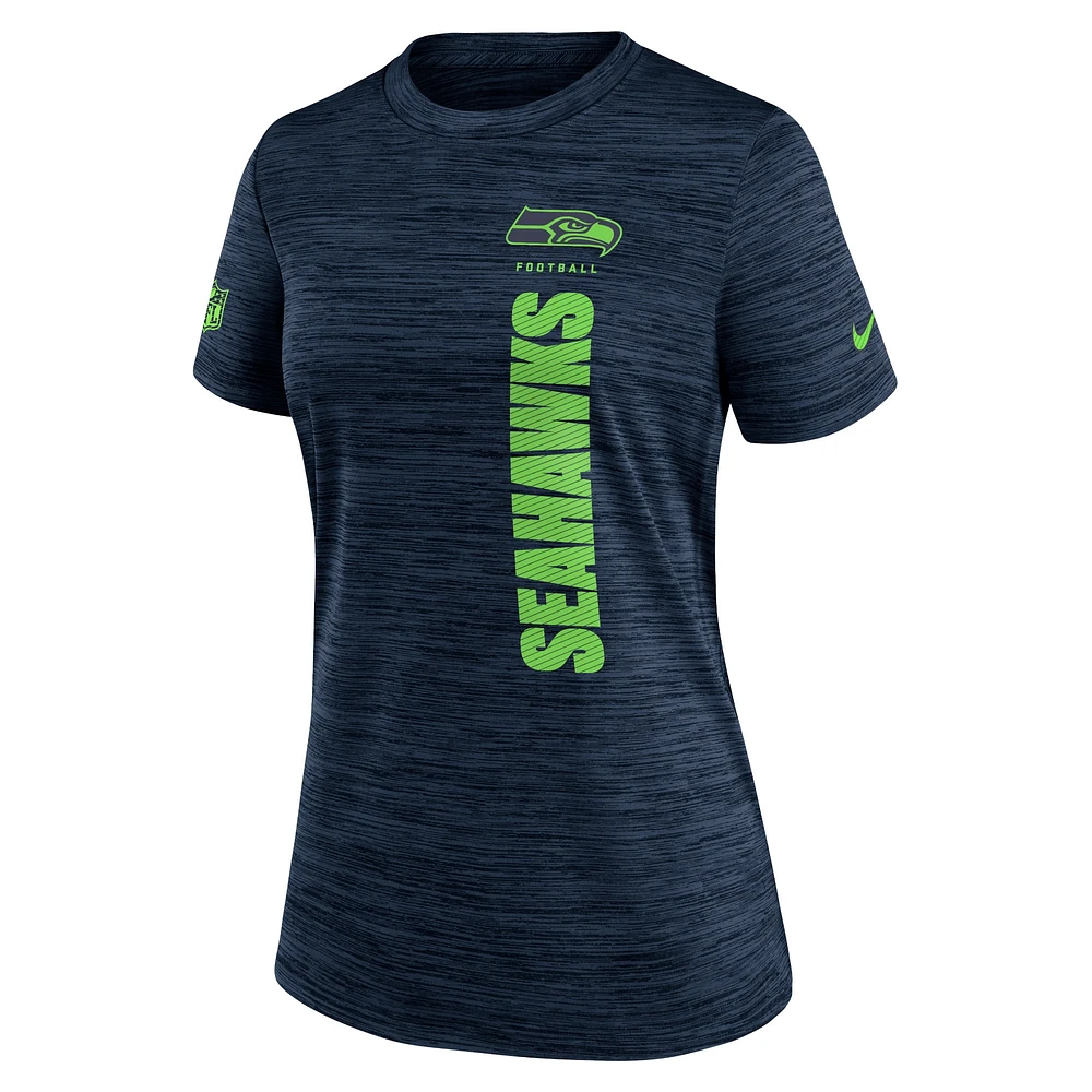 T-shirt Nike College Navy Seattle Seahawks Velocity Performance pour femme