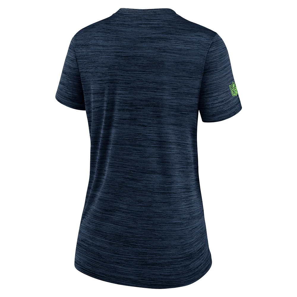 T-shirt Nike College Navy Seattle Seahawks Velocity Performance pour femme