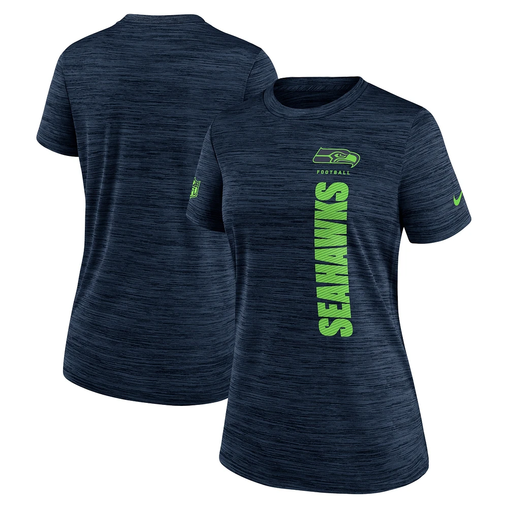 T-shirt Nike College Navy Seattle Seahawks Velocity Performance pour femme