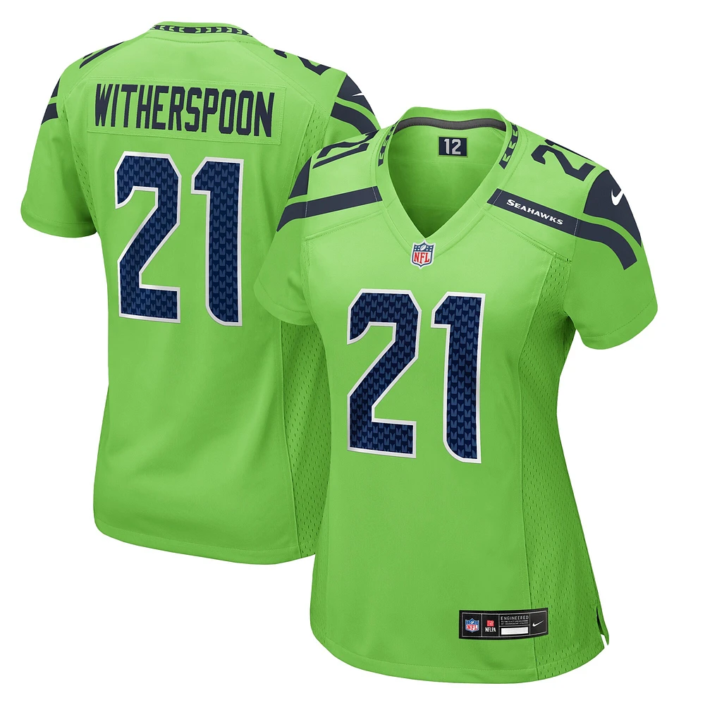 Maillot de match Nike Devon Witherspoon pour femmes, vert fluo, Seattle Seahawks