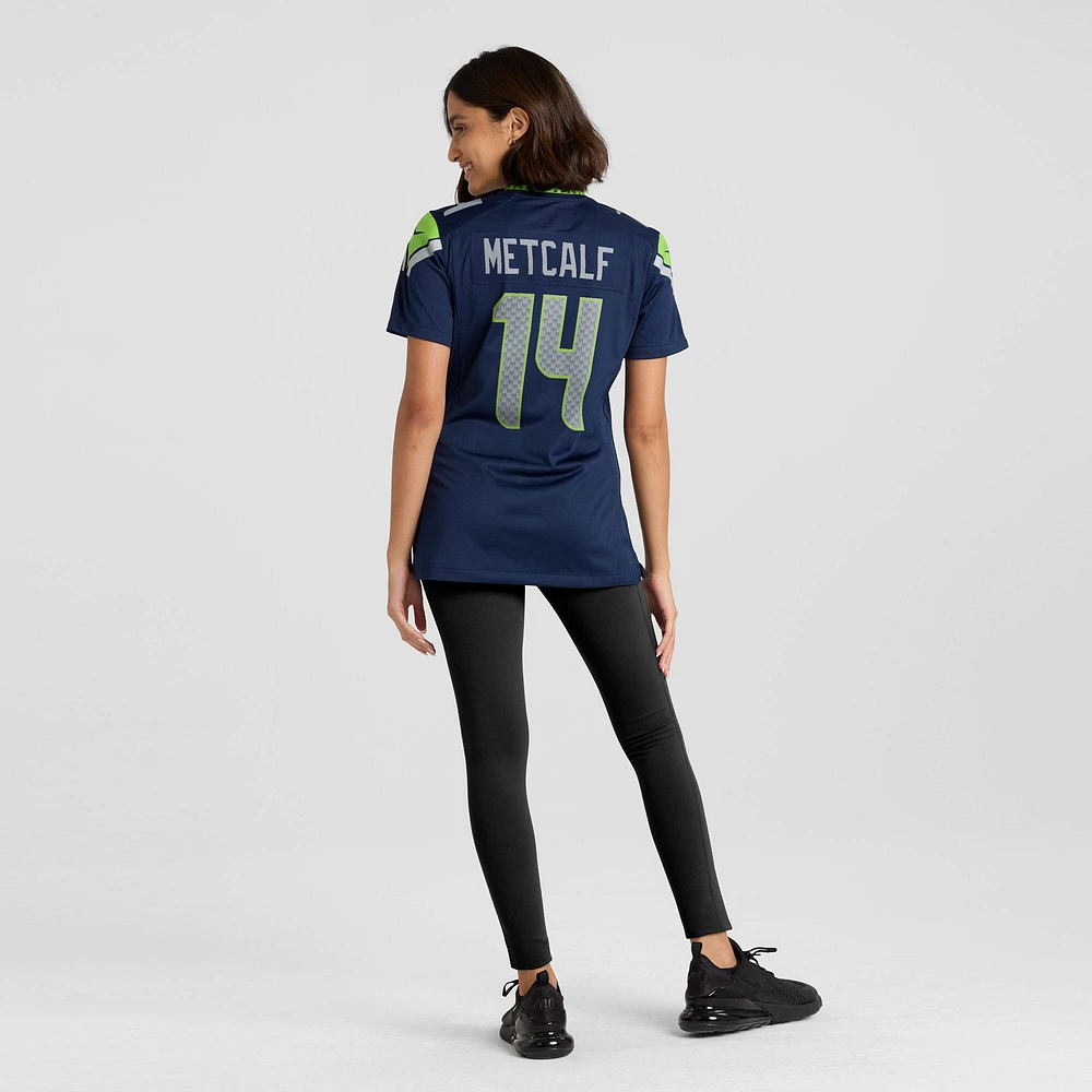 Maillot de jeu d'équipe Nike DK Metcalf College Navy Seattle Seahawks pour femme