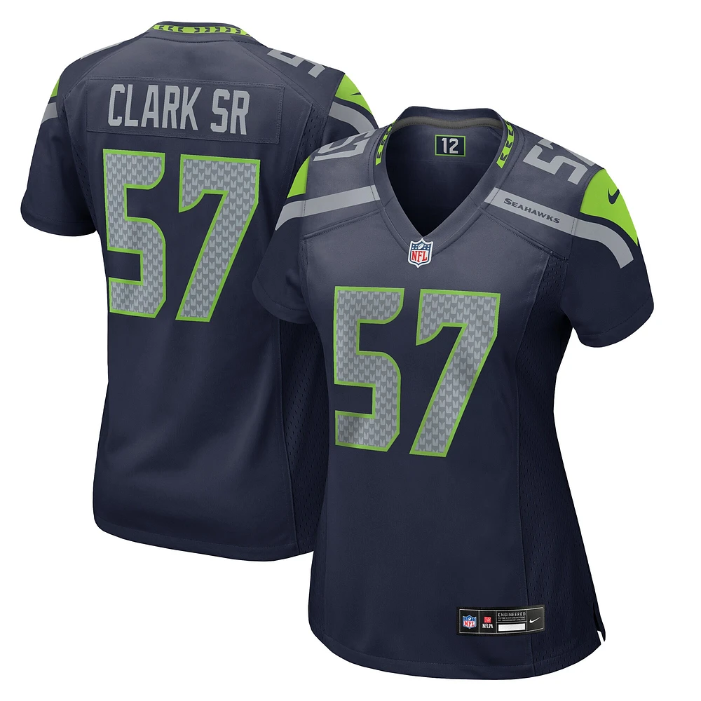 Maillot de match Nike Frank Clark College Navy Seattle Seahawks pour femme