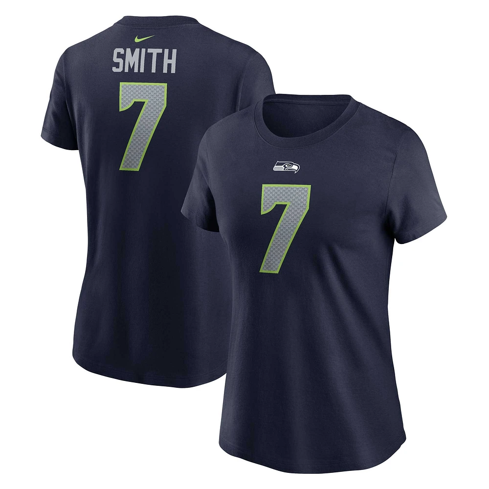 T-shirt avec nom et numéro du joueur des Seahawks de Seattle Nike Geno Smith College pour femme, bleu marine