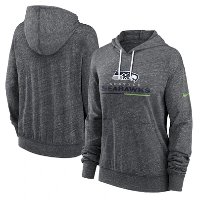 Women's Nike Heather Charcoal Seattle Seahawks Lightweight Team Spirit Gym Vintage Pullover Hoodie