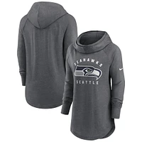 Sweat à capuche raglan col cheminée Nike Heather Charcoal pour femmes, Seattle Seahawks