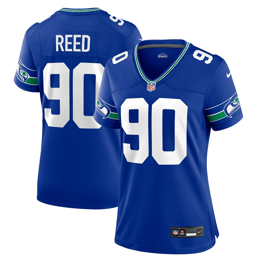 Maillot de match pour femme Nike Jarran Reed Royal Seattle Seahawks Throwback Player