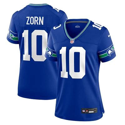 Maillot de jeu joueur à la retraite Nike Jim Zorn Royal Seattle Seahawks Throwback pour femme