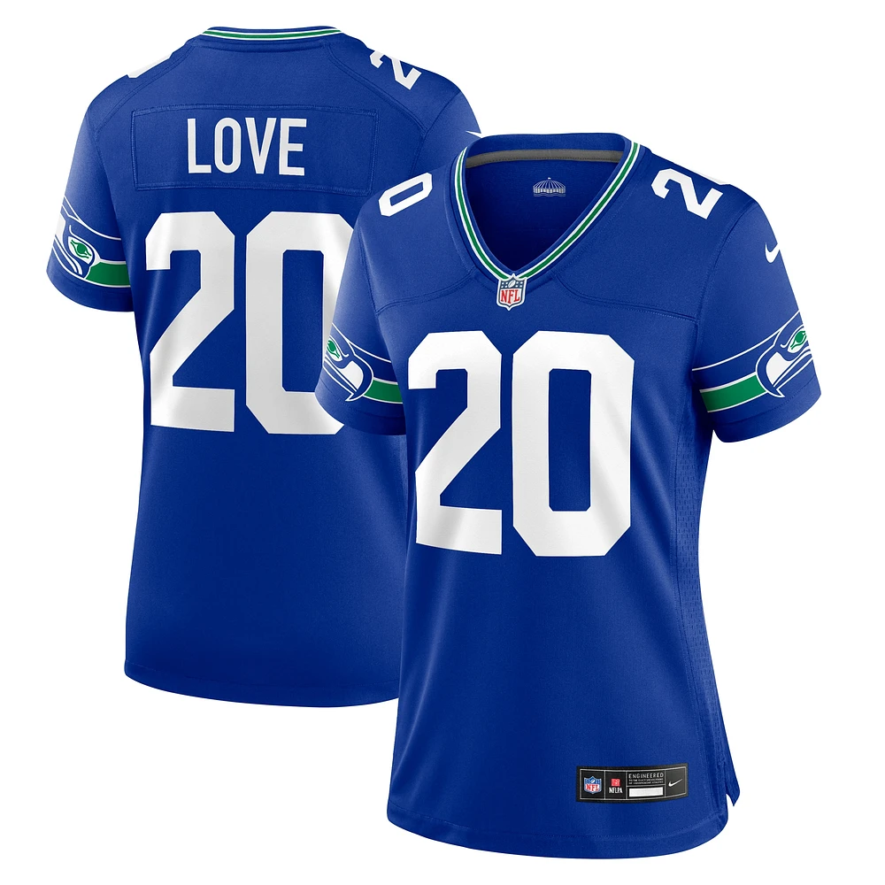 Maillot de jeu pour femme Nike Julian Love Royal Seattle Seahawks Throwback Player