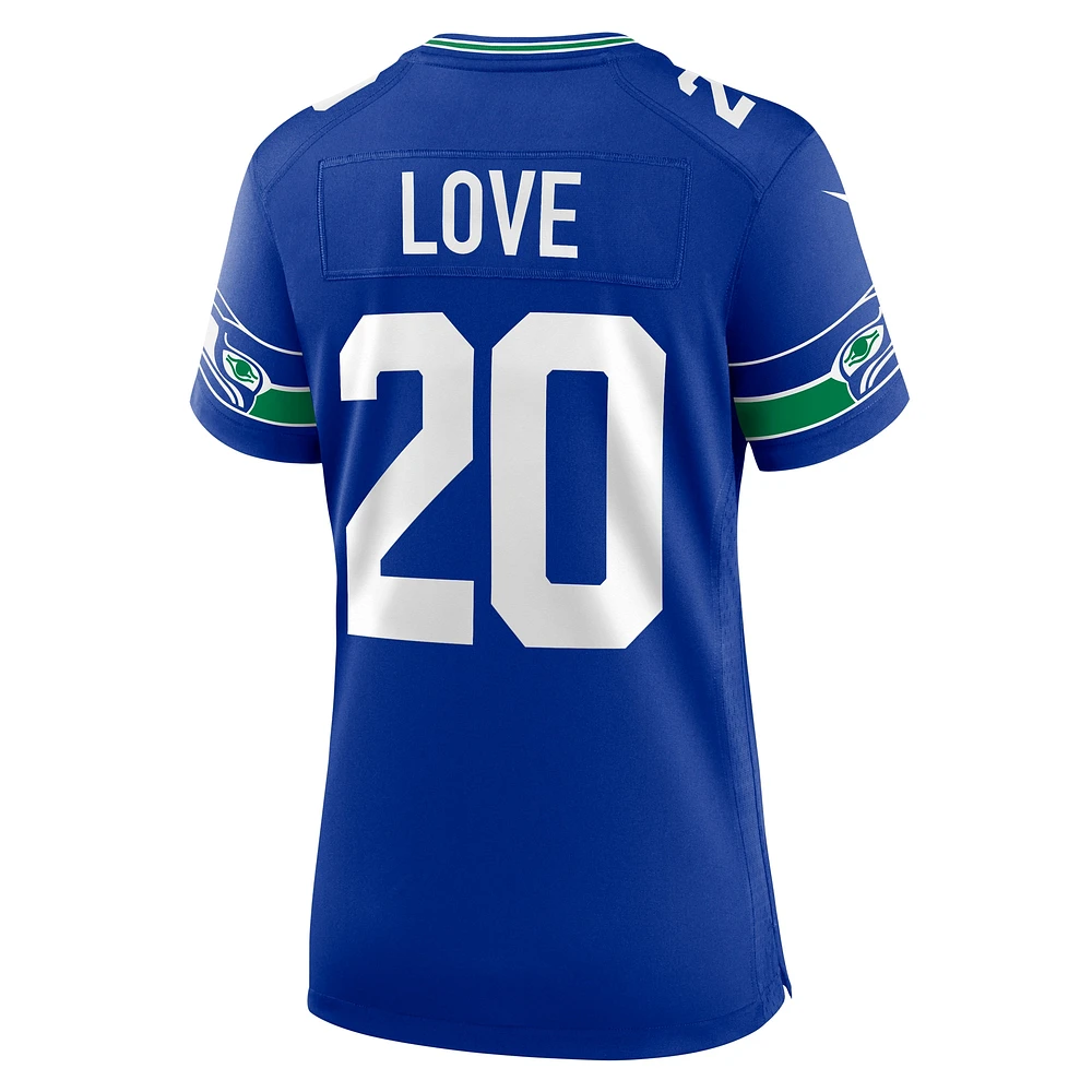 Maillot de jeu pour femme Nike Julian Love Royal Seattle Seahawks Throwback Player