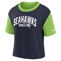 T-shirt Nike Seattle Seahawks High Hip Fashion vert néon/bleu marine pour femme