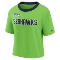 Women's Nike Neon Green Seattle Seahawks High Hip Fashion Cropped Top