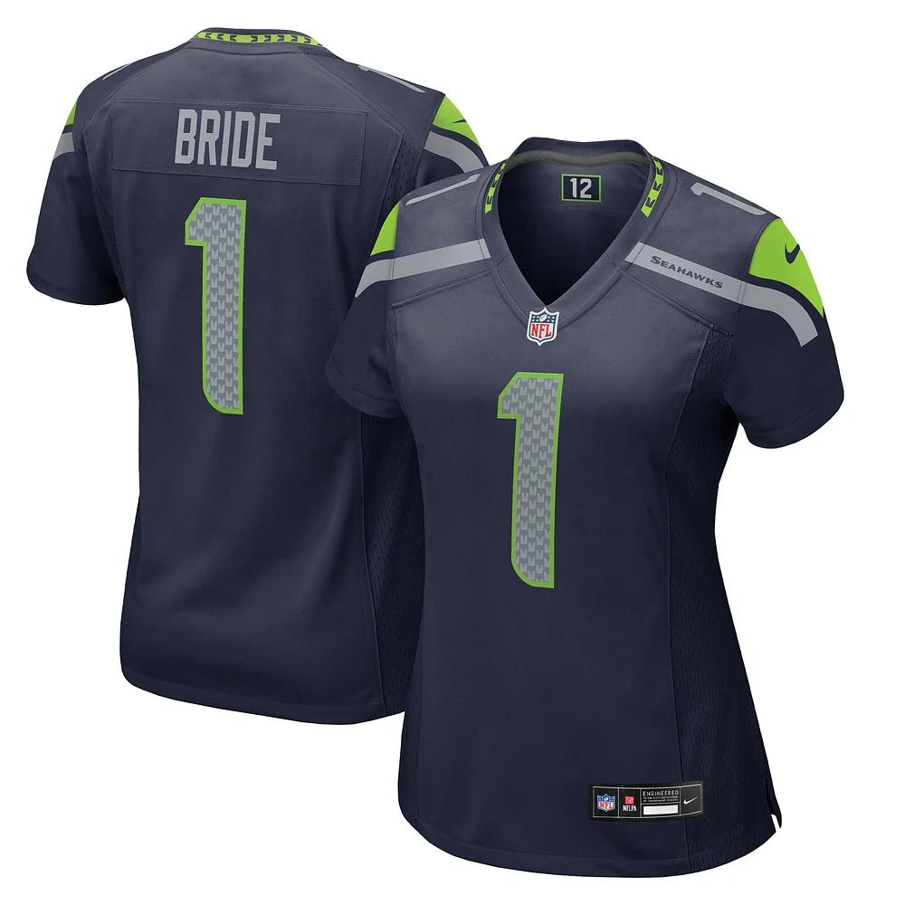 Women's Nike Number 1 Bride  College Navy Seattle Seahawks Game Jersey