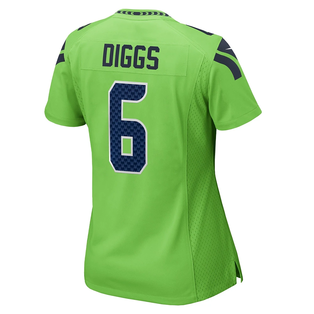 Maillot de match Nike Quandre Diggs des Seattle Seahawks pour femme, vert fluo