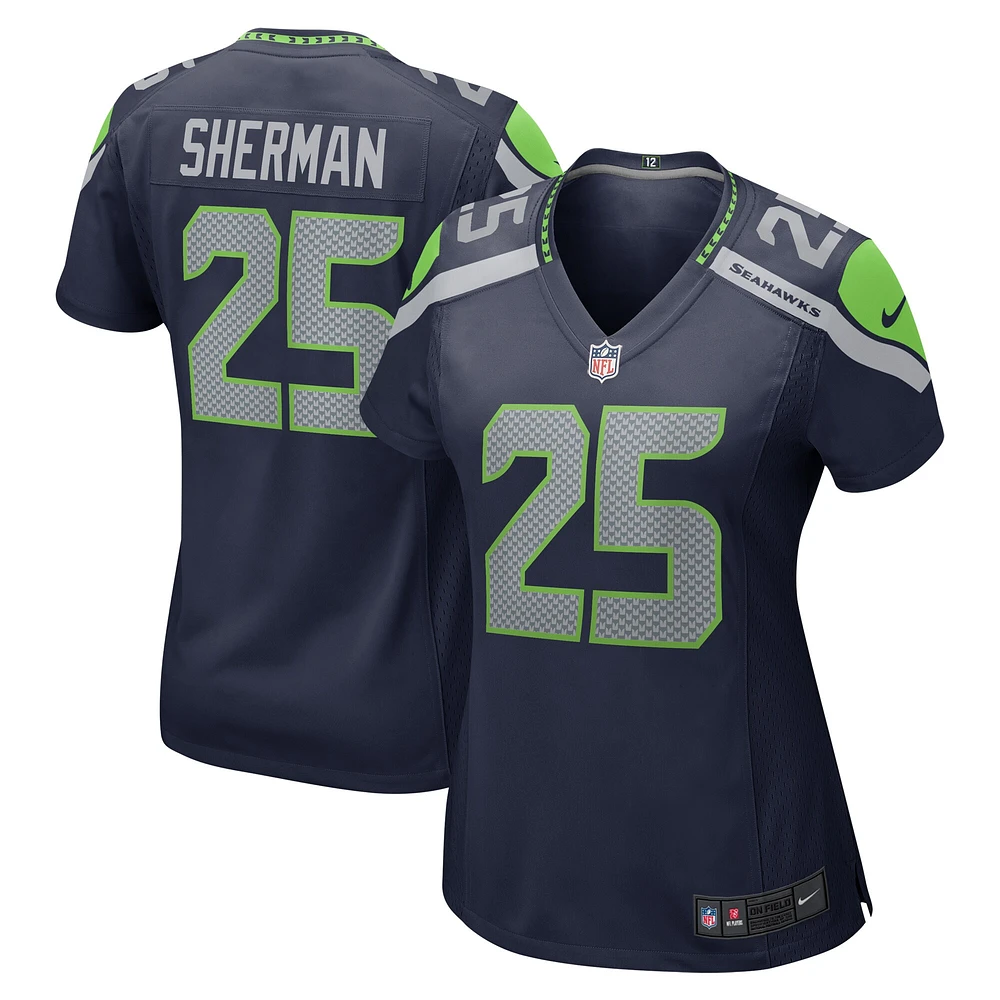 Maillot de match à la retraite des Seattle Seahawks Nike Richard Sherman College pour femme, bleu marine