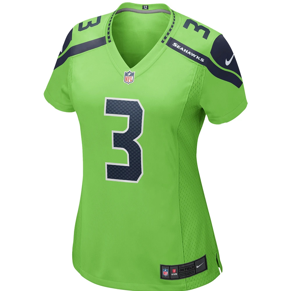 Maillot de jeu alternatif Nike Russell Wilson pour femme vert fluo Seattle Seahawks