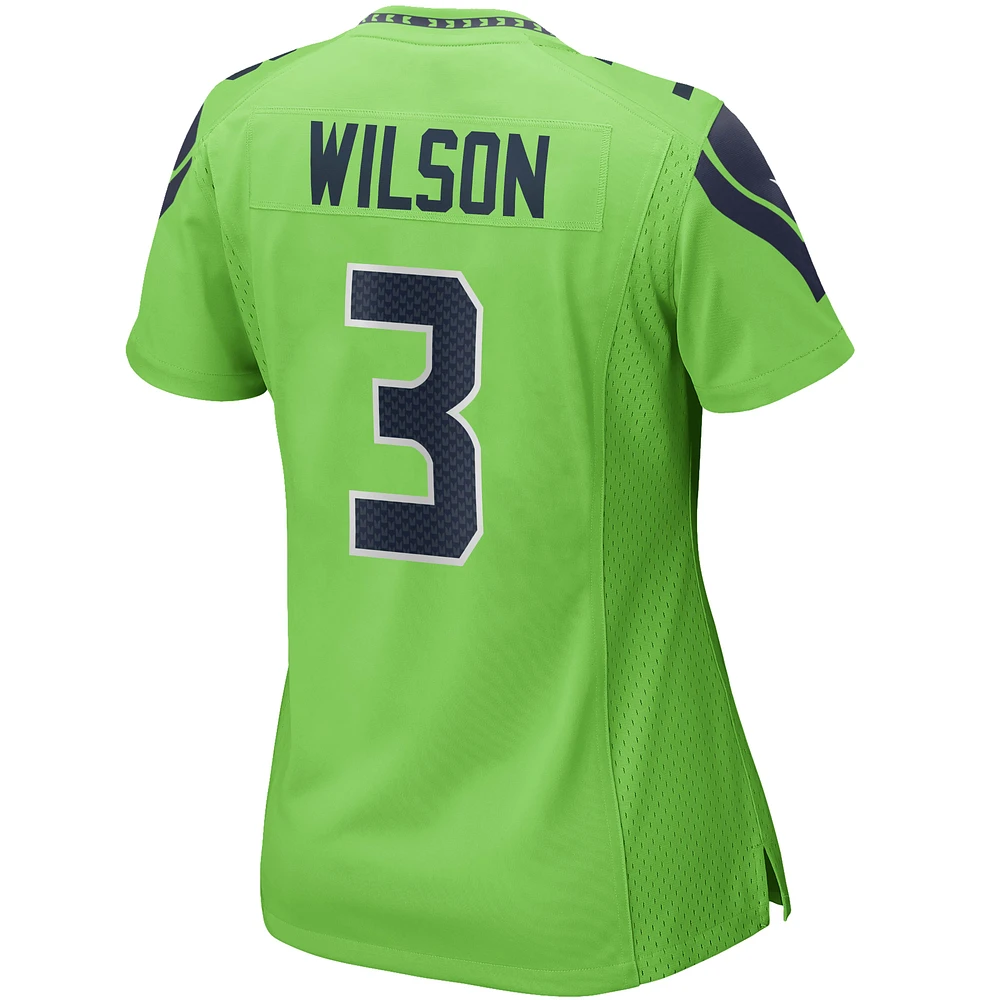 Maillot de jeu alternatif Nike Russell Wilson pour femme vert fluo Seattle Seahawks