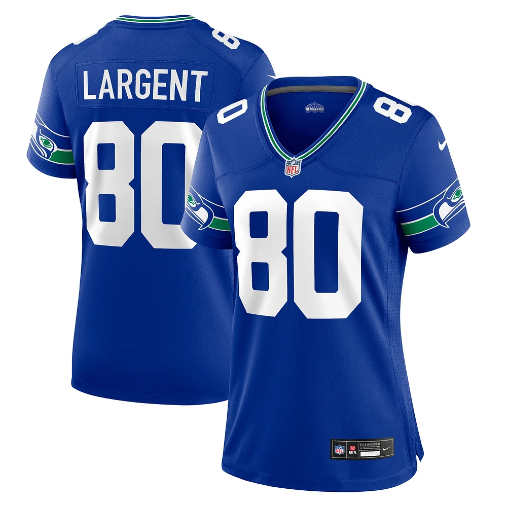 Maillot de jeu joueur à la retraite Nike Steve Largent Royal Seattle Seahawks pour femme