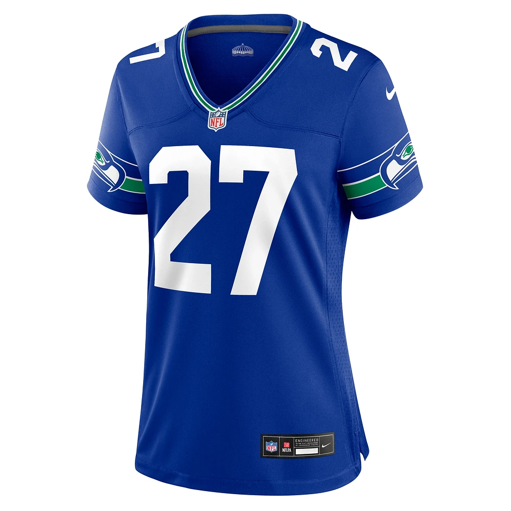 Maillot Nike Tariq Woollen Royal Seattle Seahawks Throwback Player Game pour femme