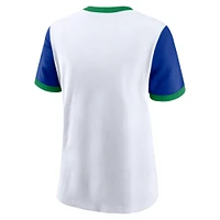 Women's Nike White/Royal Seattle Seahawks Rewind Ringer T-Shirt