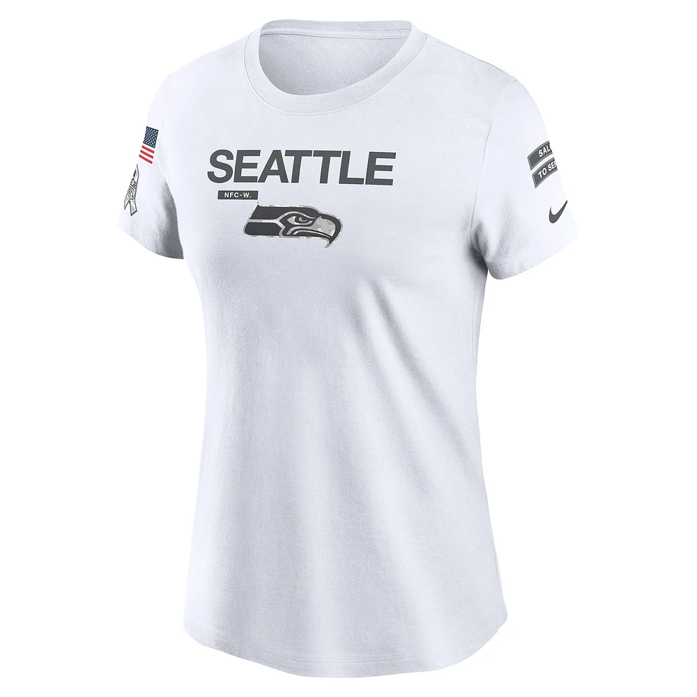 T-shirt Nike Seattle Seahawks 2024 Salute To Service Legend Performance pour femme blanc