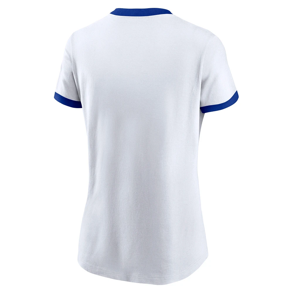 T-shirt Nike blanc Seattle Seahawks Rewind Ringer Distressed Tri-Blend pour femme