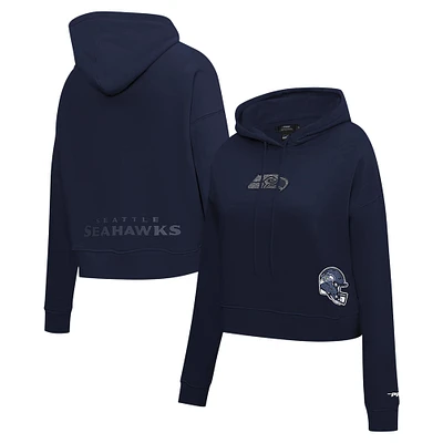 Women's Pro Standard College Navy Seattle Seahawks Jeweled Cropped Pullover Hoodie