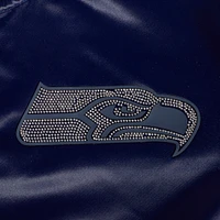 Women's Pro Standard College Navy Seattle Seahawks Jeweled Satin Full-Snap Jacket