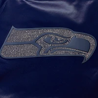 Women's Pro Standard College Navy Seattle Seahawks Jeweled Satin Full-Snap Jacket