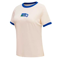 Women's Pro Standard Cream Seattle Seahawks Retro Classic Ringer T-Shirt