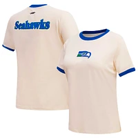 Women's Pro Standard Cream Seattle Seahawks Retro Classic Ringer T-Shirt